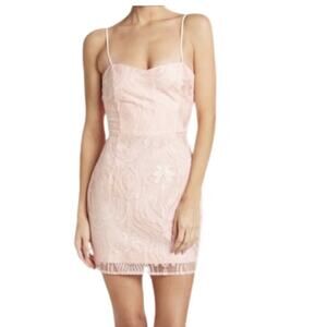 Area Sheath Dress Fully Lined Mini Sweetheart Neck Sleeveless Floral Pink L NWOT